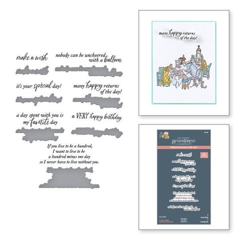 Say Cheese Classic Pooh Birthday Collection - A Very happy Birthday Sentiments Press Plate & Die Set
