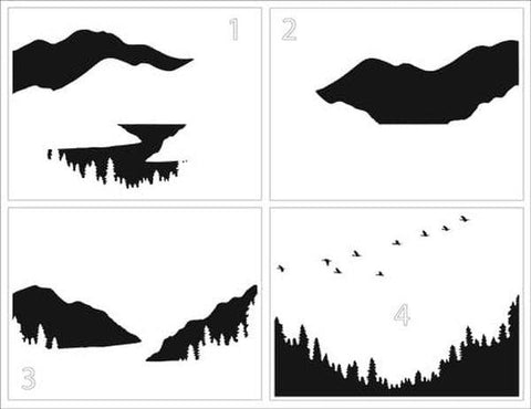 Layered Mountain Scene - A2 Stencils