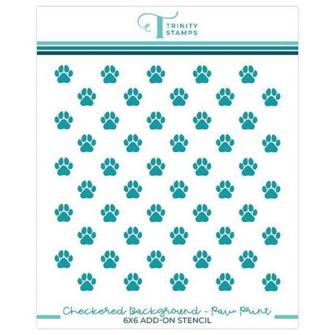 Checkered Background Add On Stencil - Paw Print