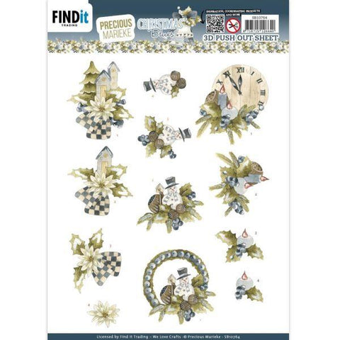 Precious Marieke - Christmas Blues - Blue Clocks Punchout Sheet