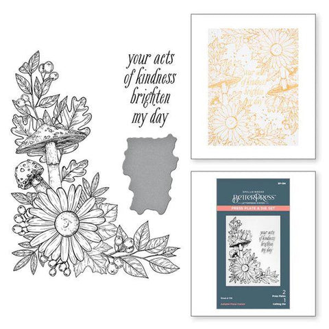 Betterpress Autumn - Autumn Floral Corner Press Plate & Die Set