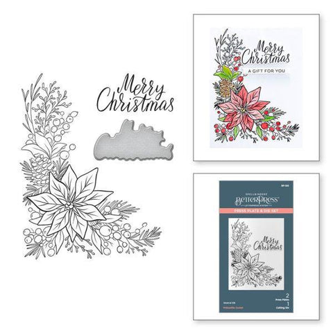 More BetterPress Christmas Collection - Poinsettia Corner Press Plate & Die Set
