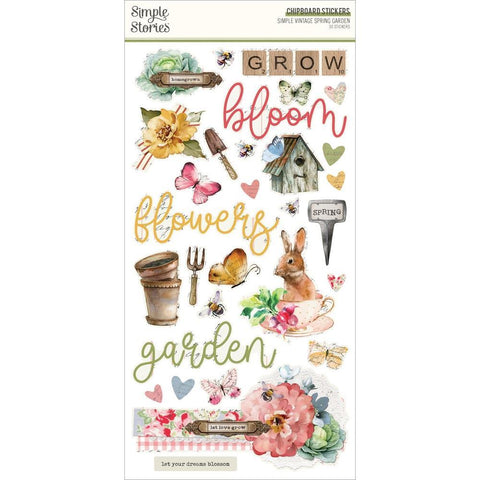 Simple Vintage Spring Garden - Chipboard