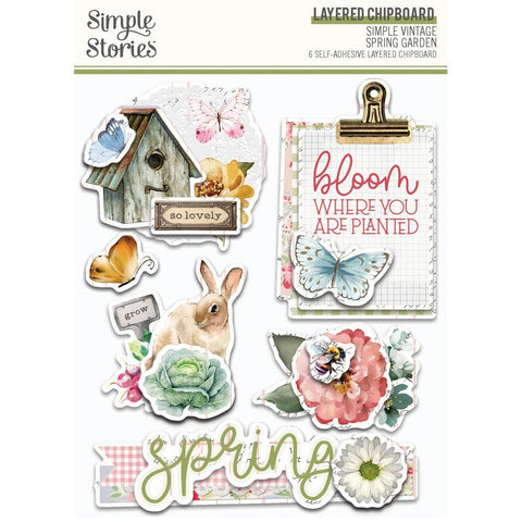 Simple Vintage Spring Garden - Layered Chipboard