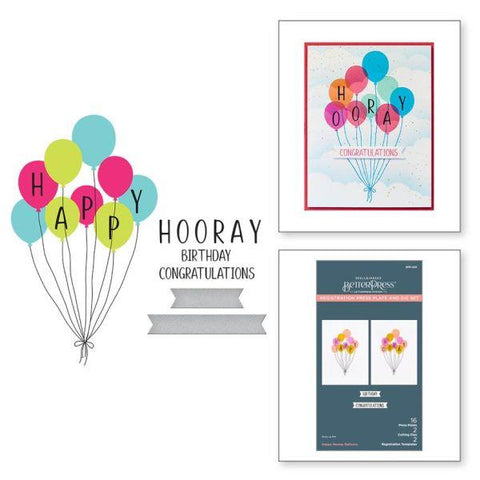 Cheers to You Collection - Happy Hooray Balloons Registration Press Plates & Die Set