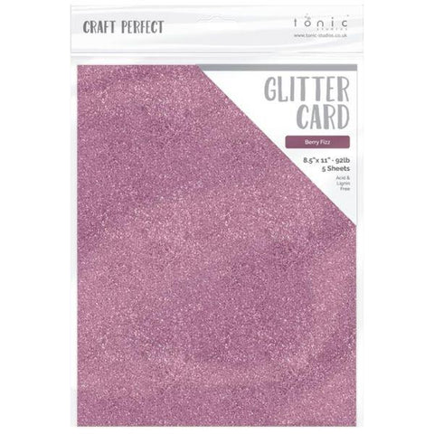 Craft Perfect Glitter Cardstock - Berry Fizz