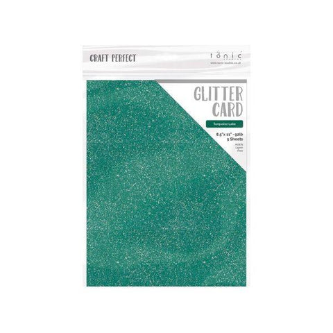 Craft Perfect Glitter Cardstock - Turquoise Lake