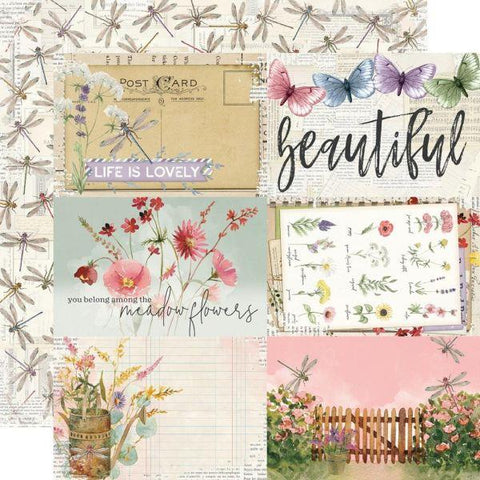 Simple Vintage Meadow Flowers - 4x6 Elements