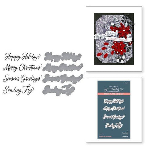 Home for the Holidays Collection - Sendig Joy Sentiments Press Plate & Die Set