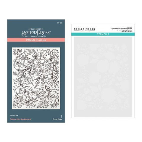 Handmade Holidays Collection - Winter Rose Background BetterPress and Stencil Bundle