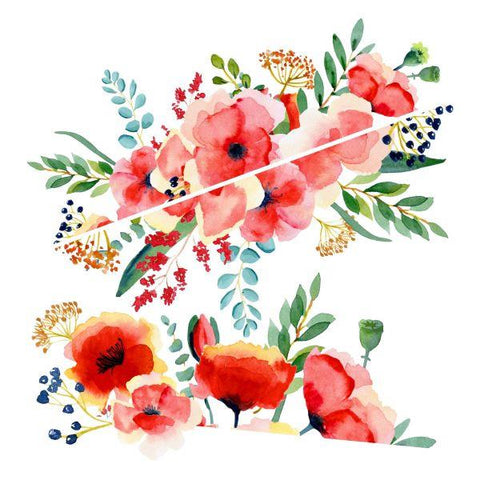 Watercolor Poppies - Borders