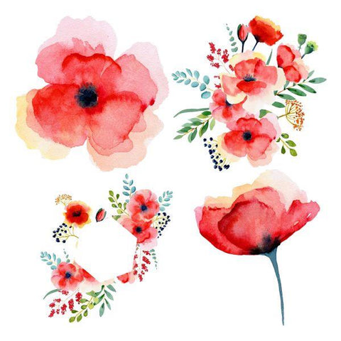 Watercolor Poppies - Ephemera - XL