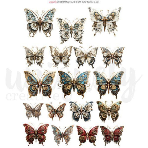 Steampunk Grafitti - Butterflies Cut-a-Part Sheet