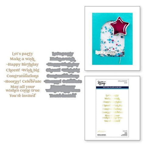 Birthday Bash Collection - Birthday Sentiments Glimmer Hot Foil Plate & Die Set