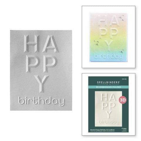 Beveled Happy Birthday - 3D Embossing Folder