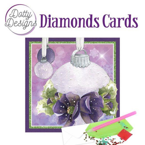 Diamond Art Card Kit - Christmas Bauble in Purple