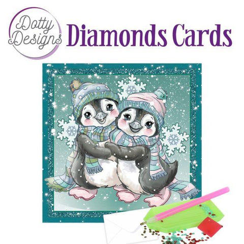 Diamond Art Card Kit - Penguins in the Snow