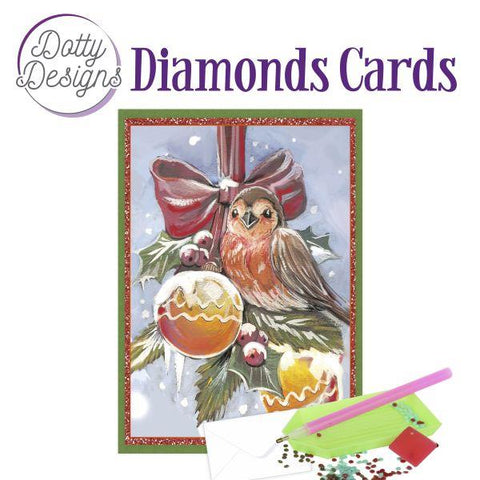 Diamond Art Card Kit - Bird with Christmas Ornaments