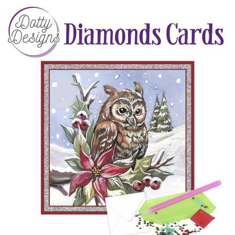 Diamond Art Card Kit - Owl in Christmas Spirit