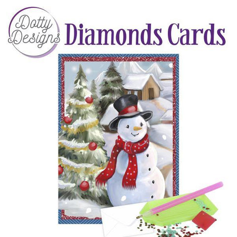 Diamond Art Card Kit - Snowman in a Christmas Village