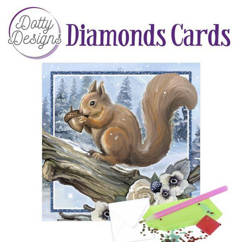 Diamond Art Card Kit - Squirrel in a Snowy Landscape