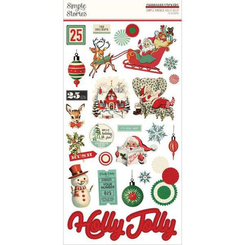 Simple Vintage Holly Jolly - Chipboard