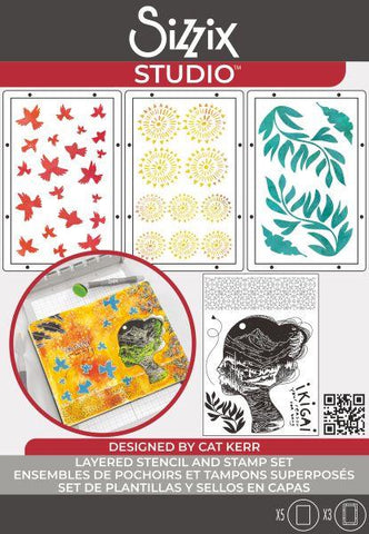 Sizzix Studio - Stamp & Stencil Set - Ikigai