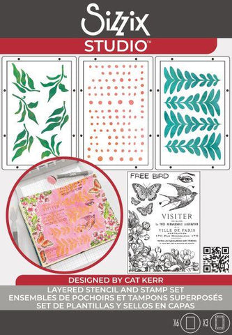 Sizzix Studio - Stamp & Stencil Set - The Visiter