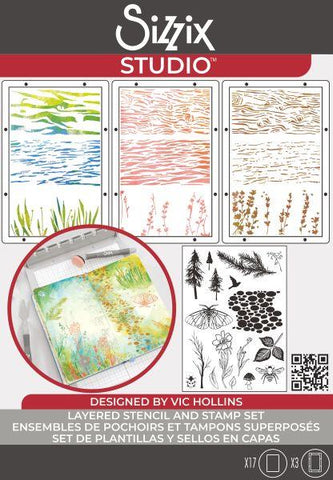 Sizzix Studio - Stamp & Stencil Set - Nature