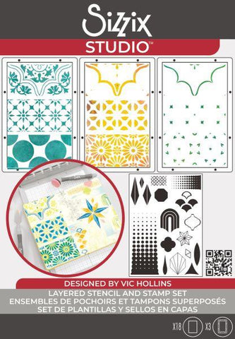 Sizzix Studio - Stamp & Stencil Set - Geometric