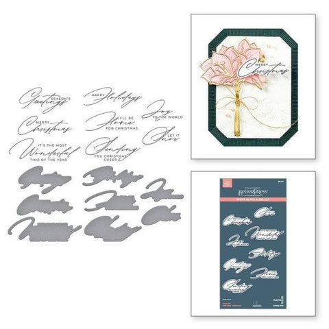 Amaryllis Christmas Collection - Home for Christmas Sentiments Press Plate & Die Set