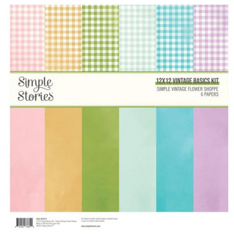 Simple Vintage Flower Shoppe - 12x12 Basics Paper Pack