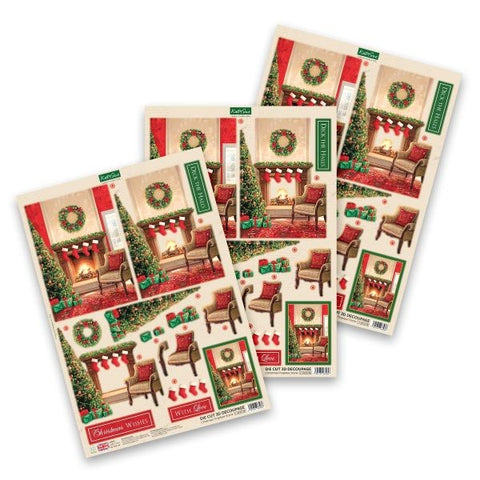 Die Cut Decoupage - Christmas Fireplace