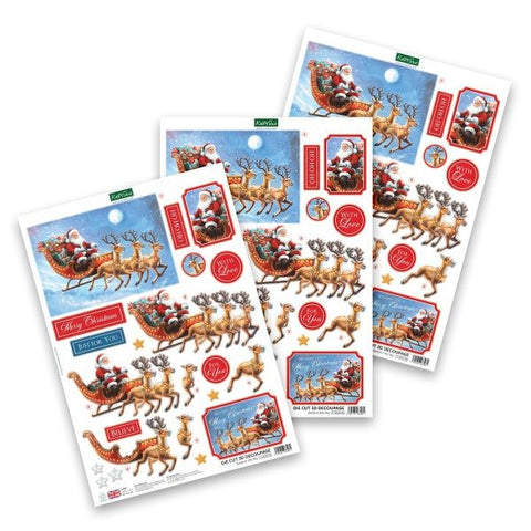 Die Cut Decoupage - Santa in the Sky