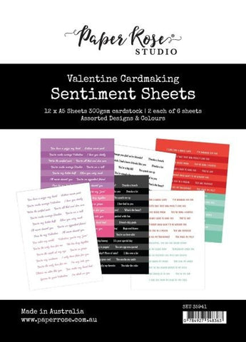 Valentine Sentiment Sheets
