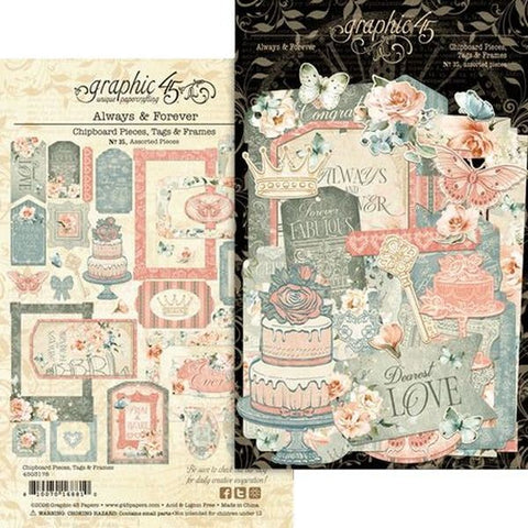 Always & Forever - Chipboard Pieces, Frames & Tags