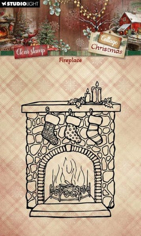 Cottage Christmas - Fireplace - Clear Stamps