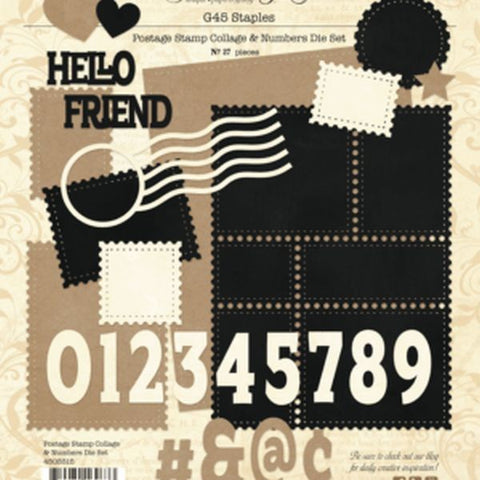 Postage Stamp Collage & Numbers Dies