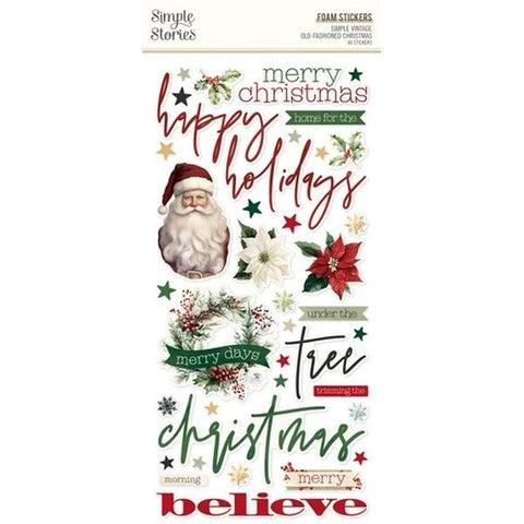 Simple Vintage Old-Fashioned Christmas - Foam Stickers
