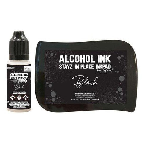 Alcohol Ink Pad with Reinker - Black Pearlised