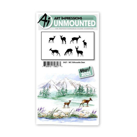 Watercolor Stamps - Silhouette Deer