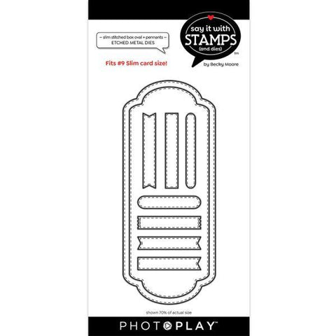 Say it With Stamps - Dies - #9 Slim Stitched Box Oval & Pennants