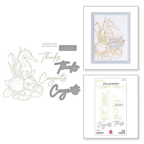 Seahorse Kisses Collection - Seahorse Floral Glimmer Hot Foil Plate & Die Set