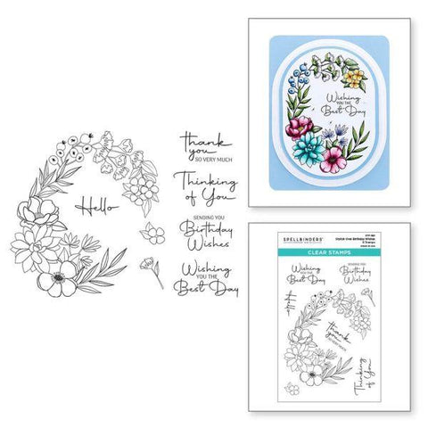 Stylish Ovals Collection - Stylish Oval Birthday Wishes Clear Stamp Set