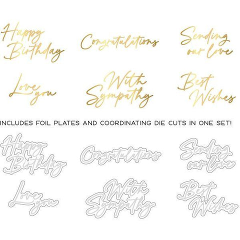 Foil Script:  Wishes - Hot Foil Plate & Dies